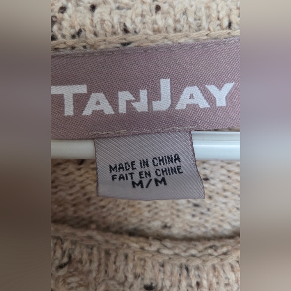 Tanjay Vintage Sz M Cozy Cream Sweater Artistic Novelty Embroidered Design - Picture 3 of 13
